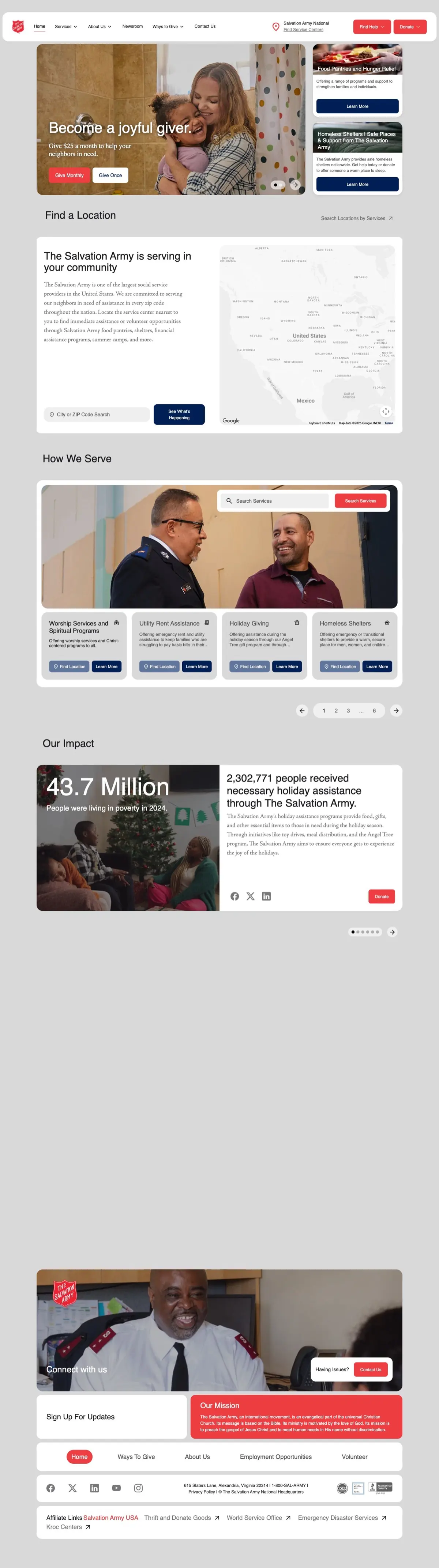 The Salvation Army USA national nonprofit website homepage